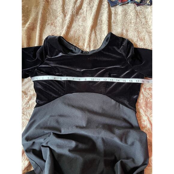 Vintage 70s Black Velour Top Maxi Evening Gown Gothic Witchy Dress Size medium - Picture 7 of 7